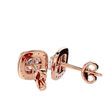 Rose Gold Cushion-Cut Diamond Halo Stud Earrings