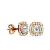 Yellow Cushion-Cut Diamond Halo Stud Earrings