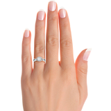 White Princess-Cut Diamond Twisted Halo Engagement Ring