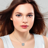 White Double Halo Diamond Pendant Necklace